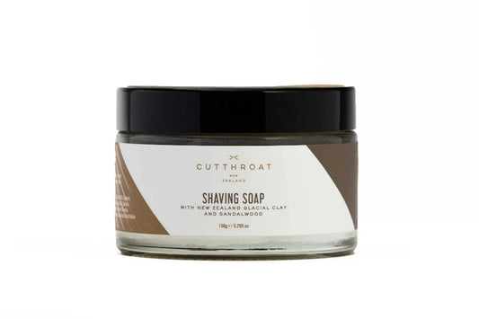 This naturally scented luxury sandalwood shaving soap contains detoxifying bentonite clay.