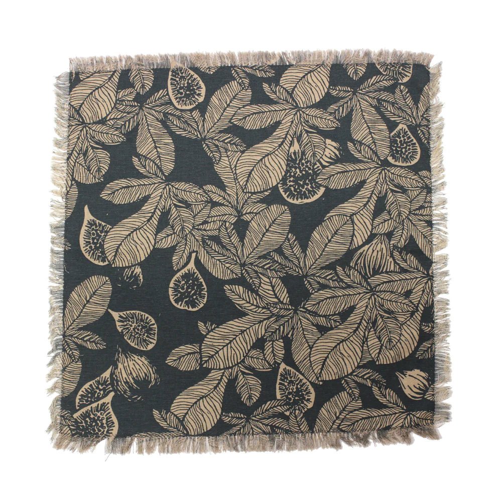 A set of 4 beautiful napkins, each screen printed with a hand drawn fig design.