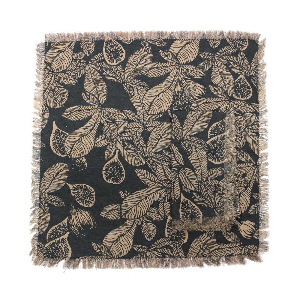 A set of 4 beautiful napkins, each screen printed with a hand drawn fig design.