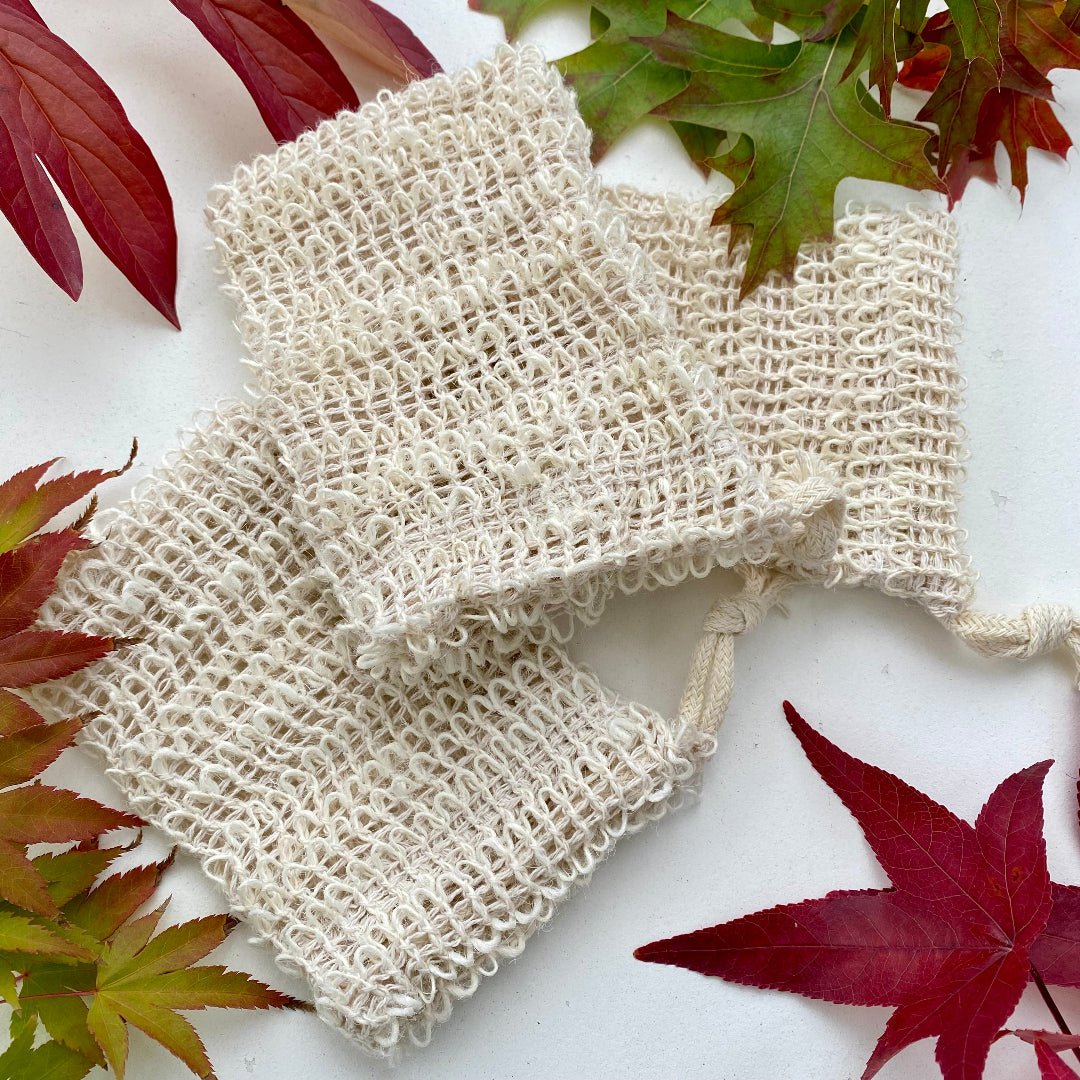 Eco Fox natural sisal soap saver bag – exfoliating pouch for storing and using soap bars, eco-friendly and plastic-free