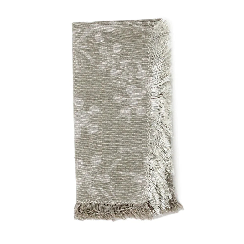 A set of 4 beautiful napkins, each screen printed with a hand drawn myrtle flower design.