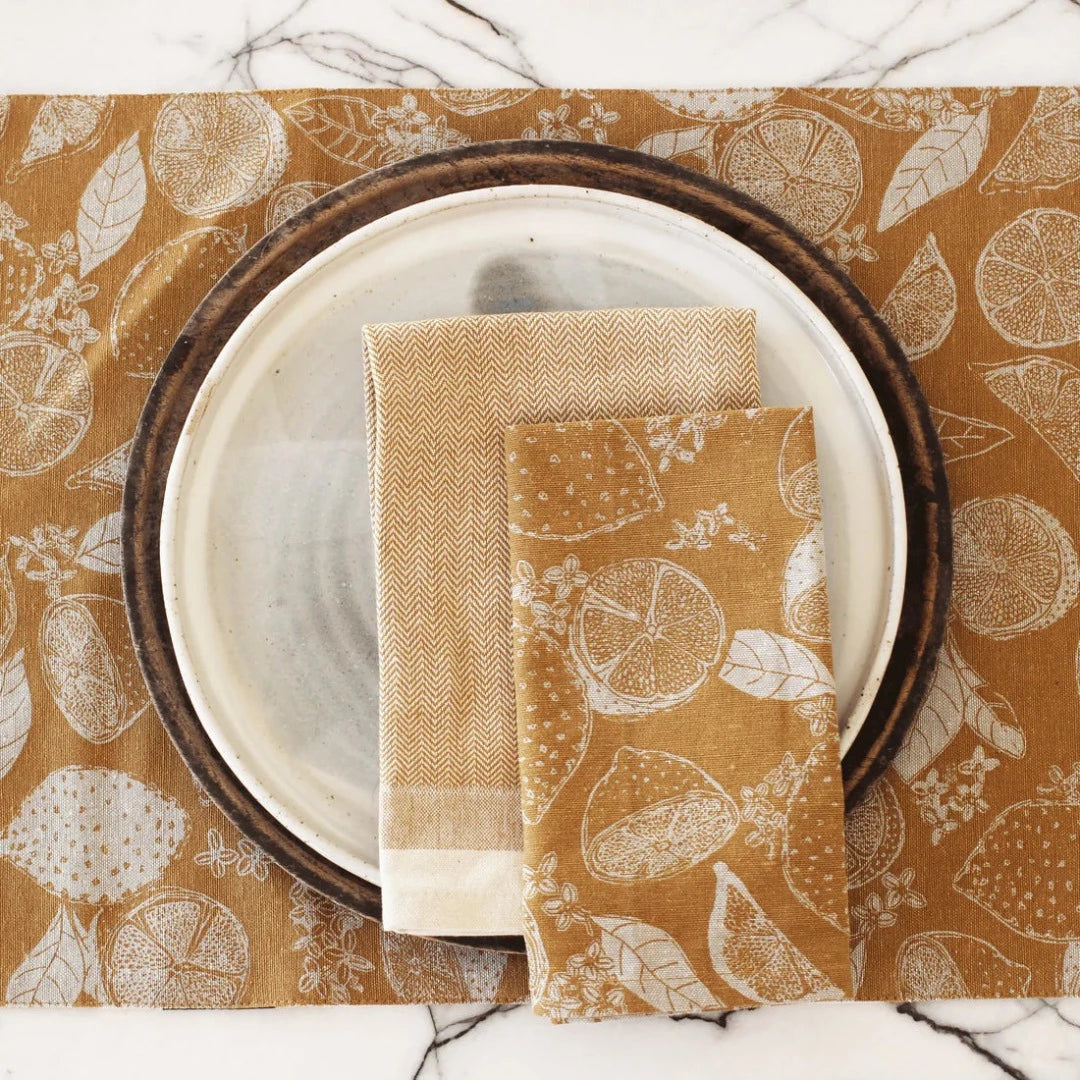 Our Lemon Marmalade napkins really make for a stand out table setting.