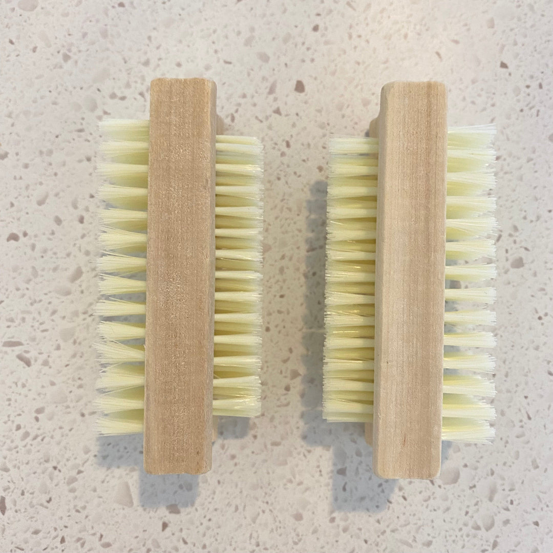 Eco Fox bamboo double-sided nail brush with softer bristles for gentle nail care.