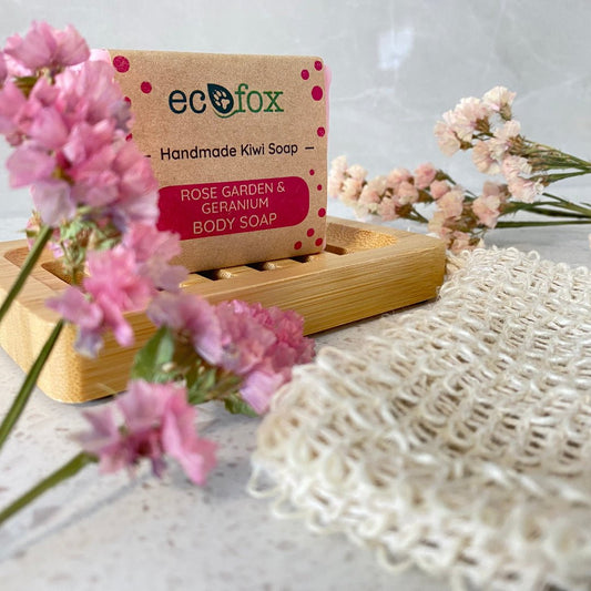Floral handmade soap with rose and geranium oils.
