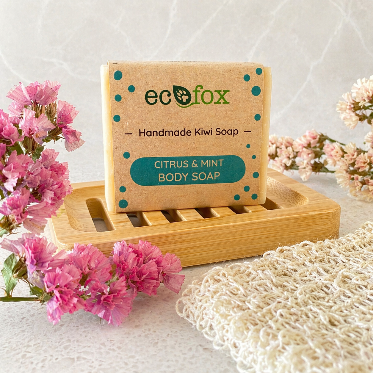 Refreshing citrus and mint handmade soap bar with zesty fragrance, natural oils and invigorating herbal notes