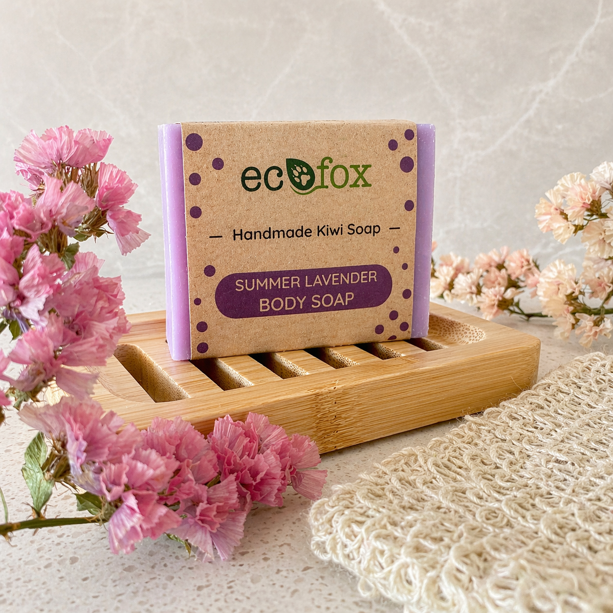 Lavender handmade soap bar with calming fragrance, natural oils and soothing skin benefits