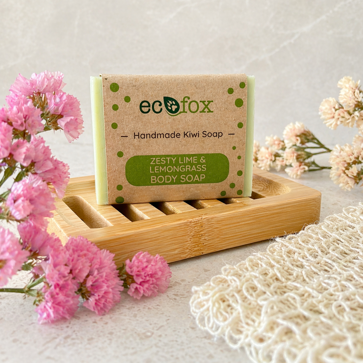 Lime and lemongrass handmade soap bar with citrus fragrance, refreshing scent and natural cleansing oils