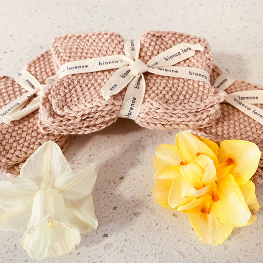 Close-up of soft reusable cotton makeup remover pads showing natural texture.