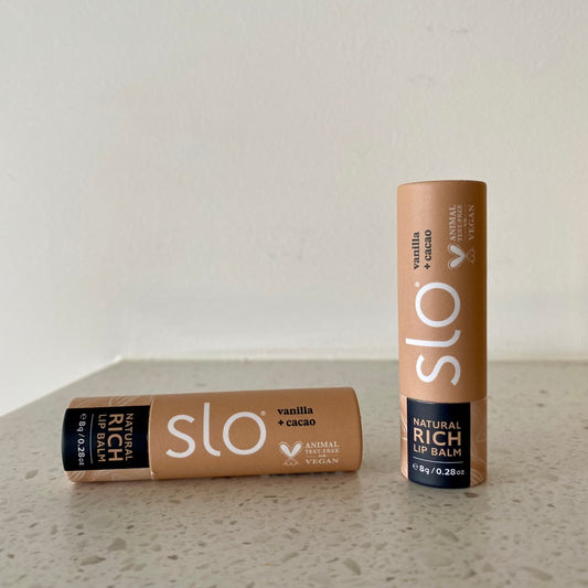 Introducing our indulgent Lip Balm, crafted with certified organic ingredients like Jojoba, Rosehip, and Cacao Butter for deeply hydrated, soothed, and nourished lips. 