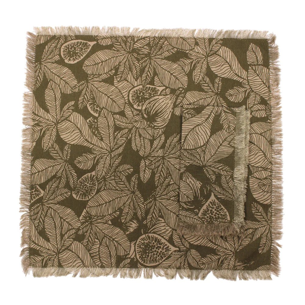 A set of 4 beautiful napkins, each screen printed with a hand drawn myrtle flower design.