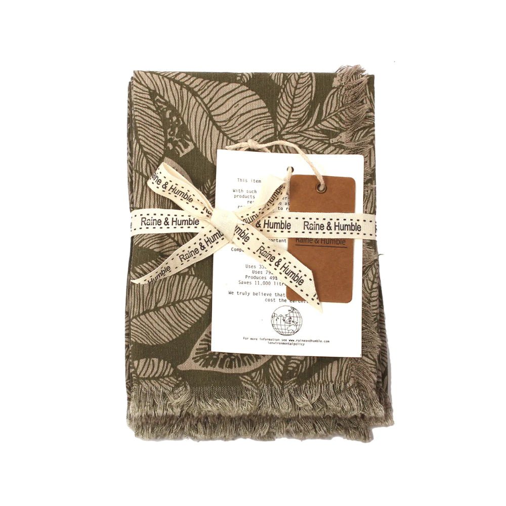 A set of 4 beautiful napkins, each screen printed with a hand drawn myrtle flower design.