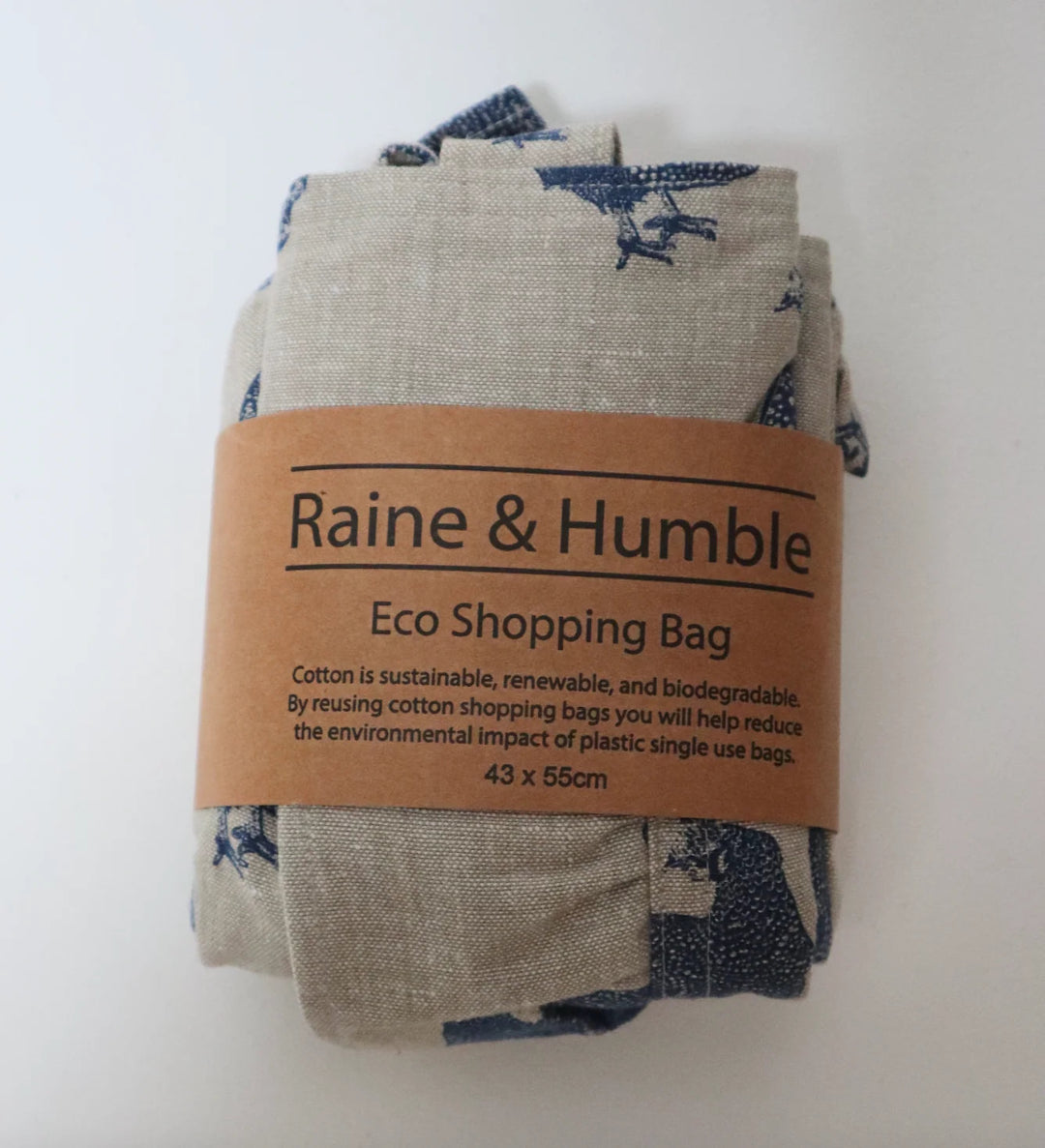 Close-up of the Henrietta Shopping Tote Bag – Blueberry neatly folded in its packaging