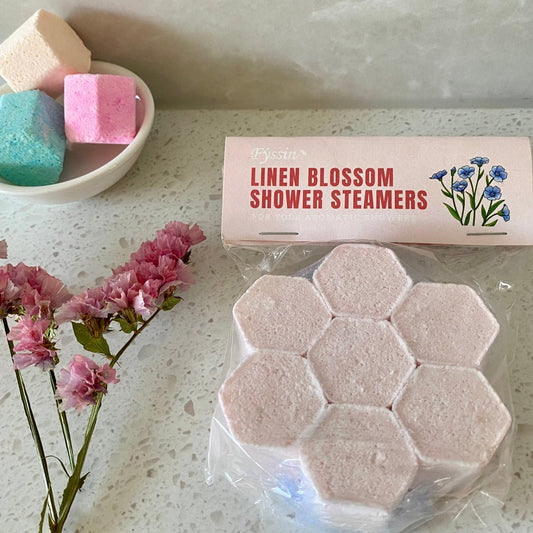Eco Fox Linen Blossom Shower Steamer with fresh clean fragrance