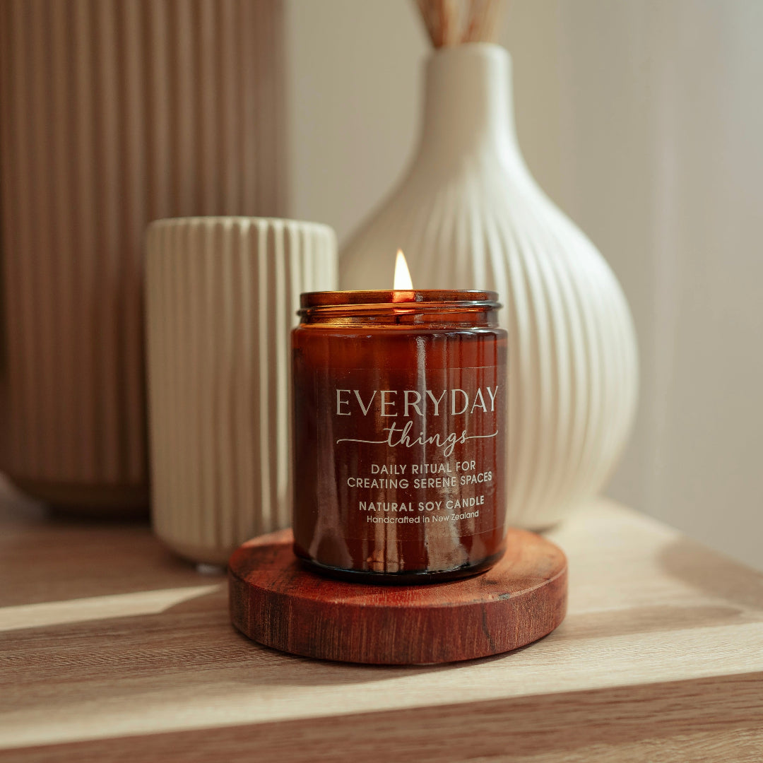 Sunset natural soy candle lit, floral neroli and jasmine scent