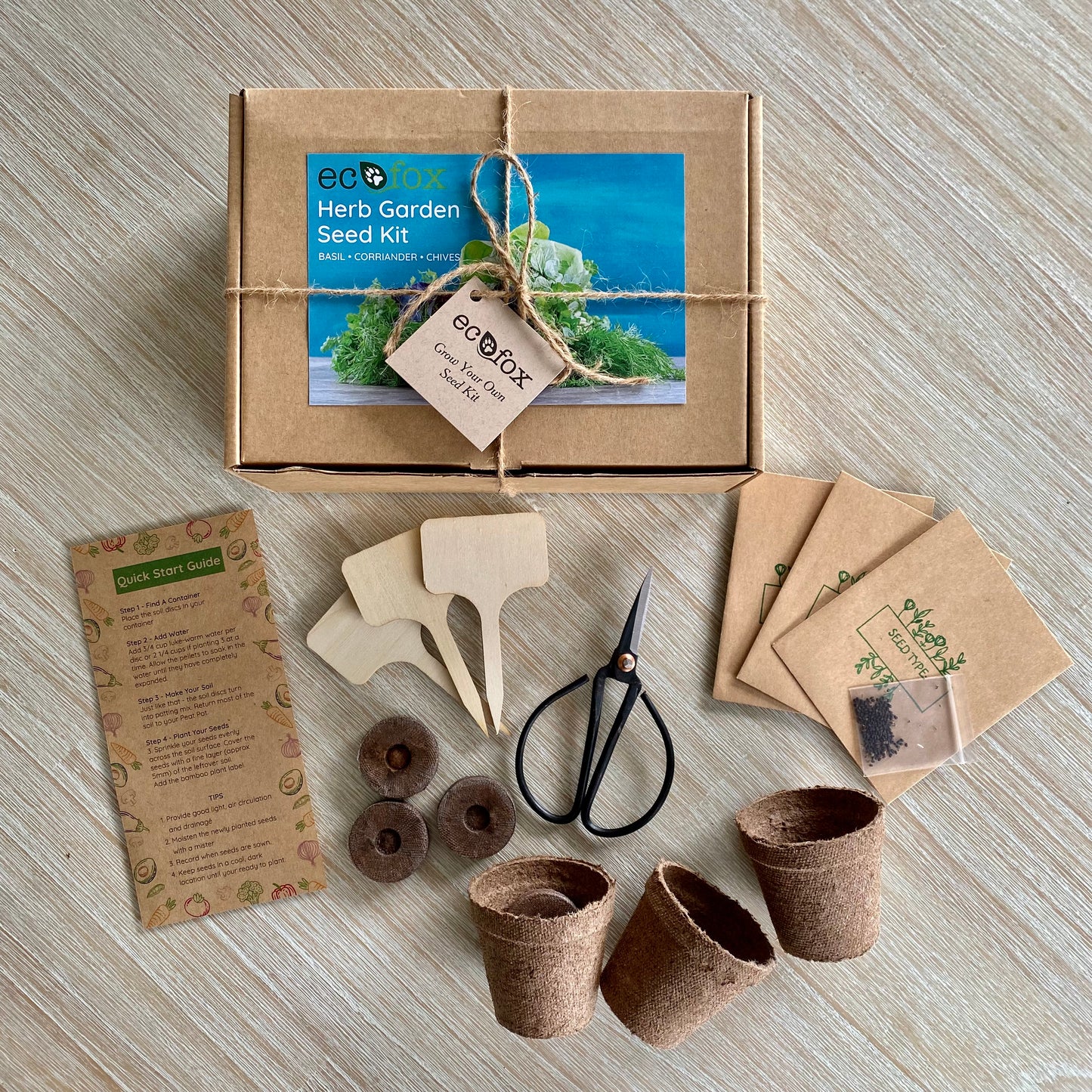 Eco Fox grow your own seed kits make the perfect gift. They include all you need to start your own mini garden. They are made up of a range of biodegradable and recyclable products.