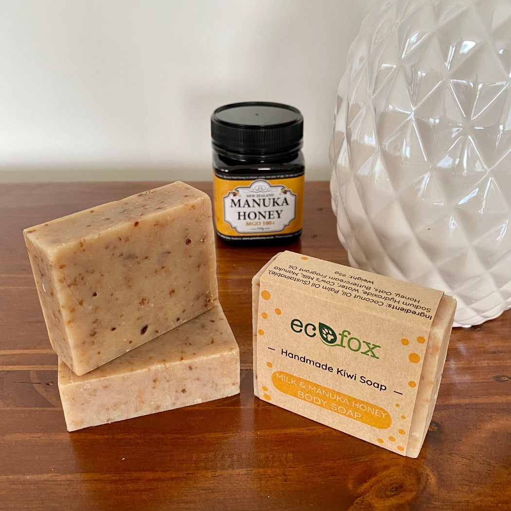 Handmade Manuka Honey and Milk Body Soap Bar. Eco Fox Ltd, handmade soap, natural soap, ecostore