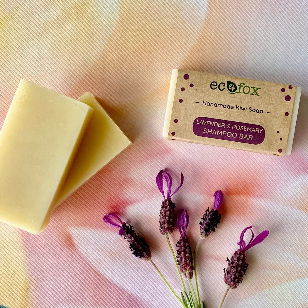 Our Eco Fox Lavender & Rosemary Shampoo Bar is made with loads of hair loving natural oils for a lush and creamy lather. It gently cleans your hair without stripping away natural protective oils. shampoo bars, handmade soap, natural soaps, shampoo and conditioner bars, homemade soaps, ecostore shampoo bar.