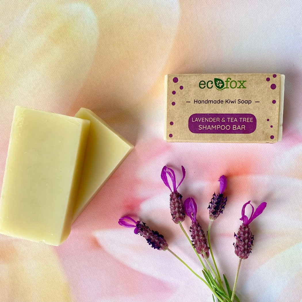 Our Eco Fox Teatree & Lavender Shampoo Bars are made with loads of hair loving natural oils for a lush and creamy lather. It gently cleans your hair without stripping away natural protective oils. shampoo bars, handmade soap, natural soap, shampoo and conditioner bars, homemade soaps, ecostore shampoo bar
