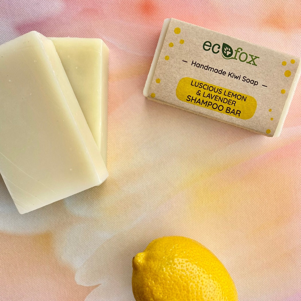Our Lemon & Lavender Shampoo Bars are made with loads of hair loving natural oils for a lush and creamy lather. Scented with Lemon & Lavender. Eco Fox Ltd.